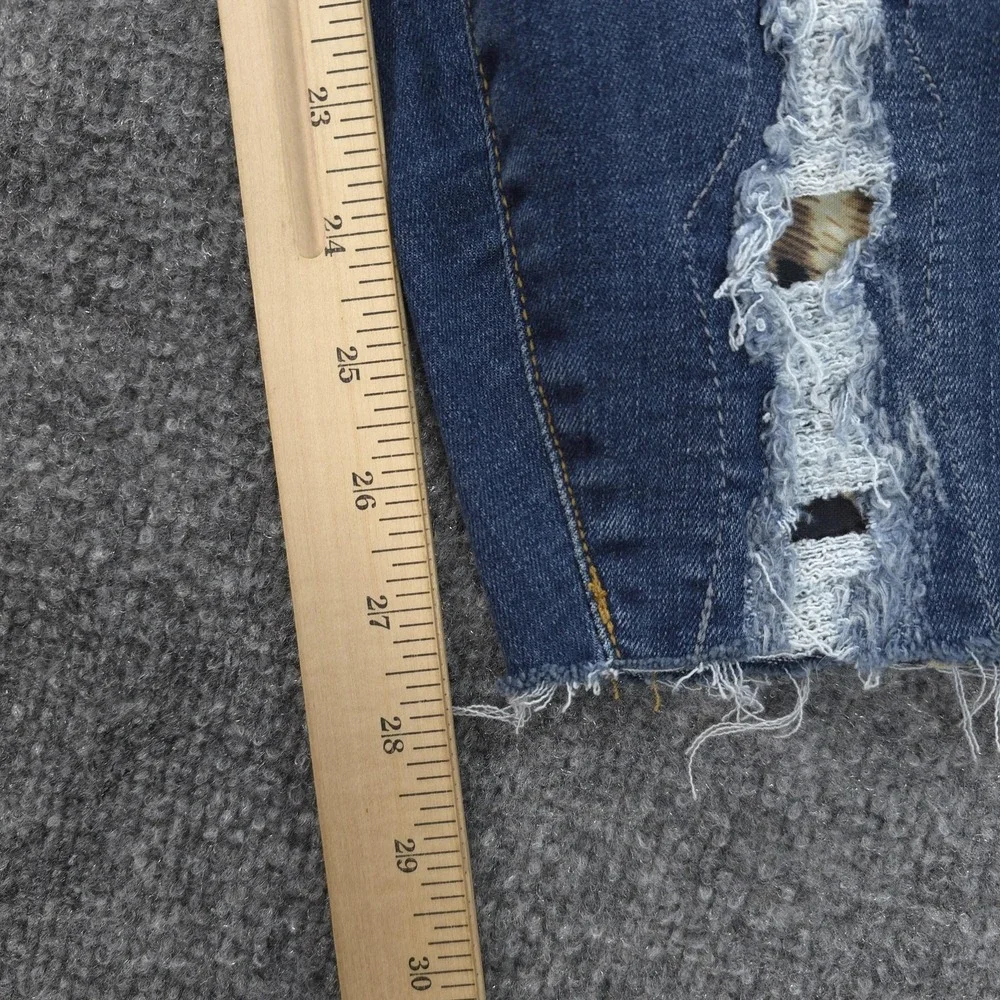 Judy Blue‎ Jeans Womens 16W Blue High Rise Skinny Distressed Denim Leopard